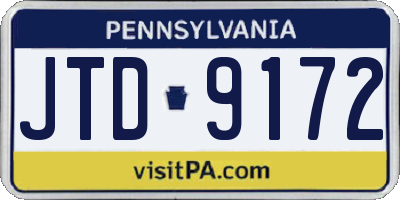 PA license plate JTD9172