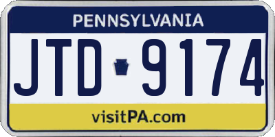 PA license plate JTD9174