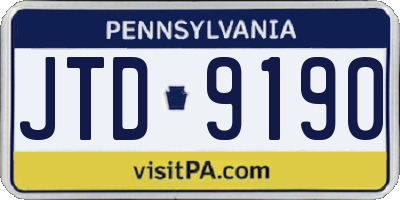 PA license plate JTD9190