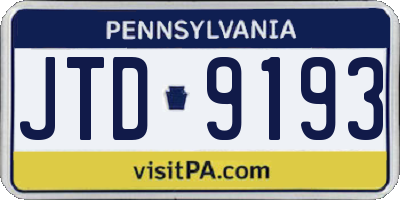 PA license plate JTD9193