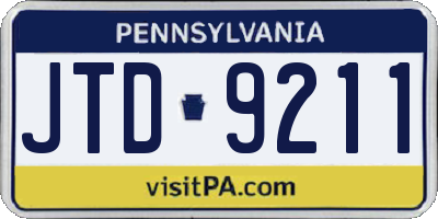 PA license plate JTD9211