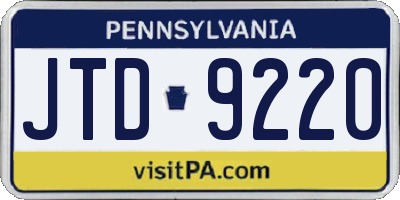 PA license plate JTD9220