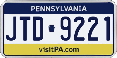 PA license plate JTD9221