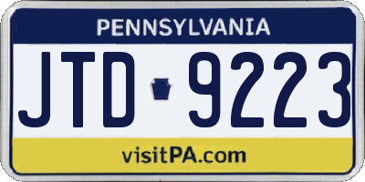 PA license plate JTD9223
