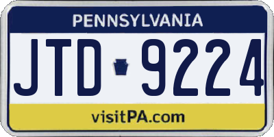 PA license plate JTD9224
