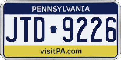 PA license plate JTD9226