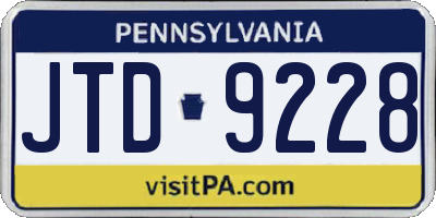 PA license plate JTD9228