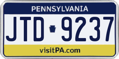 PA license plate JTD9237