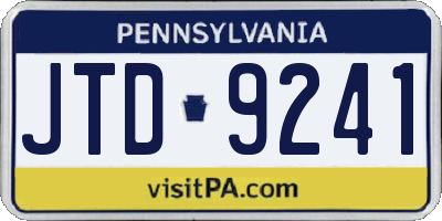 PA license plate JTD9241
