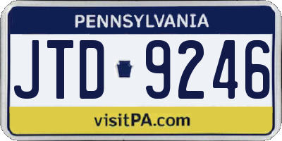 PA license plate JTD9246