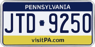 PA license plate JTD9250