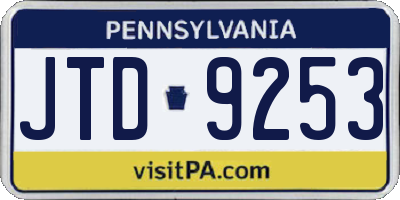 PA license plate JTD9253