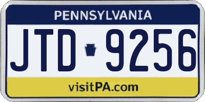 PA license plate JTD9256