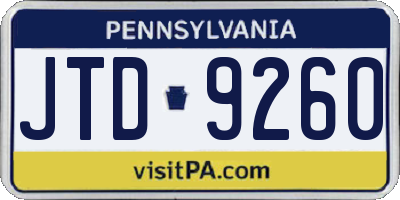 PA license plate JTD9260