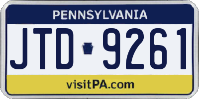 PA license plate JTD9261