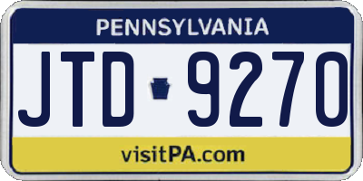 PA license plate JTD9270