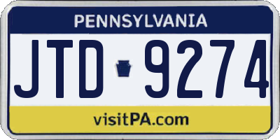 PA license plate JTD9274