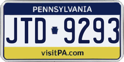 PA license plate JTD9293
