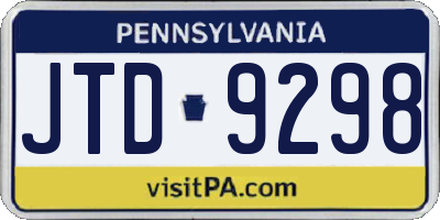 PA license plate JTD9298