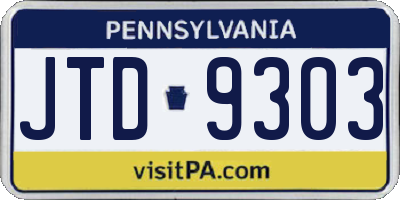 PA license plate JTD9303
