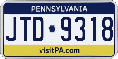 PA license plate JTD9318