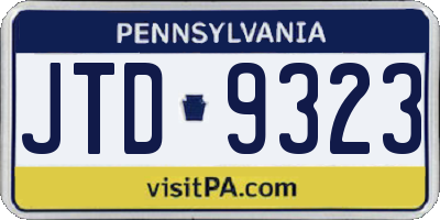 PA license plate JTD9323