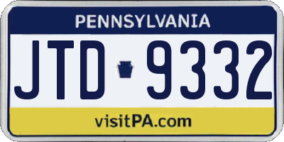 PA license plate JTD9332