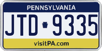 PA license plate JTD9335