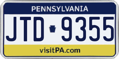 PA license plate JTD9355