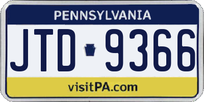 PA license plate JTD9366
