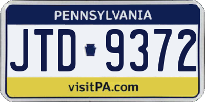 PA license plate JTD9372