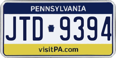 PA license plate JTD9394