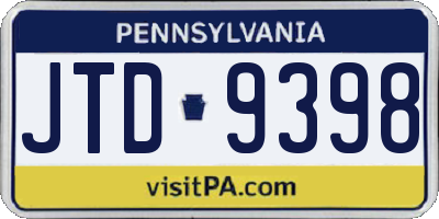 PA license plate JTD9398