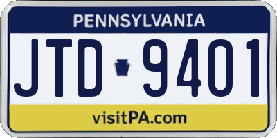 PA license plate JTD9401