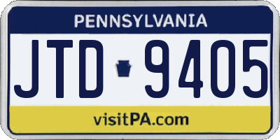 PA license plate JTD9405