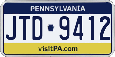 PA license plate JTD9412