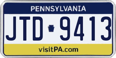 PA license plate JTD9413