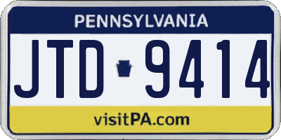 PA license plate JTD9414