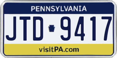 PA license plate JTD9417