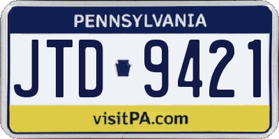PA license plate JTD9421