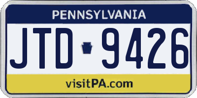 PA license plate JTD9426