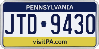 PA license plate JTD9430