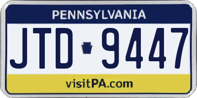 PA license plate JTD9447