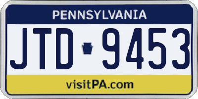 PA license plate JTD9453