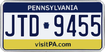 PA license plate JTD9455