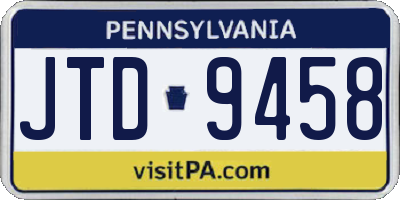 PA license plate JTD9458