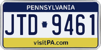 PA license plate JTD9461