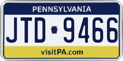 PA license plate JTD9466