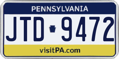 PA license plate JTD9472