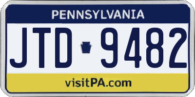 PA license plate JTD9482